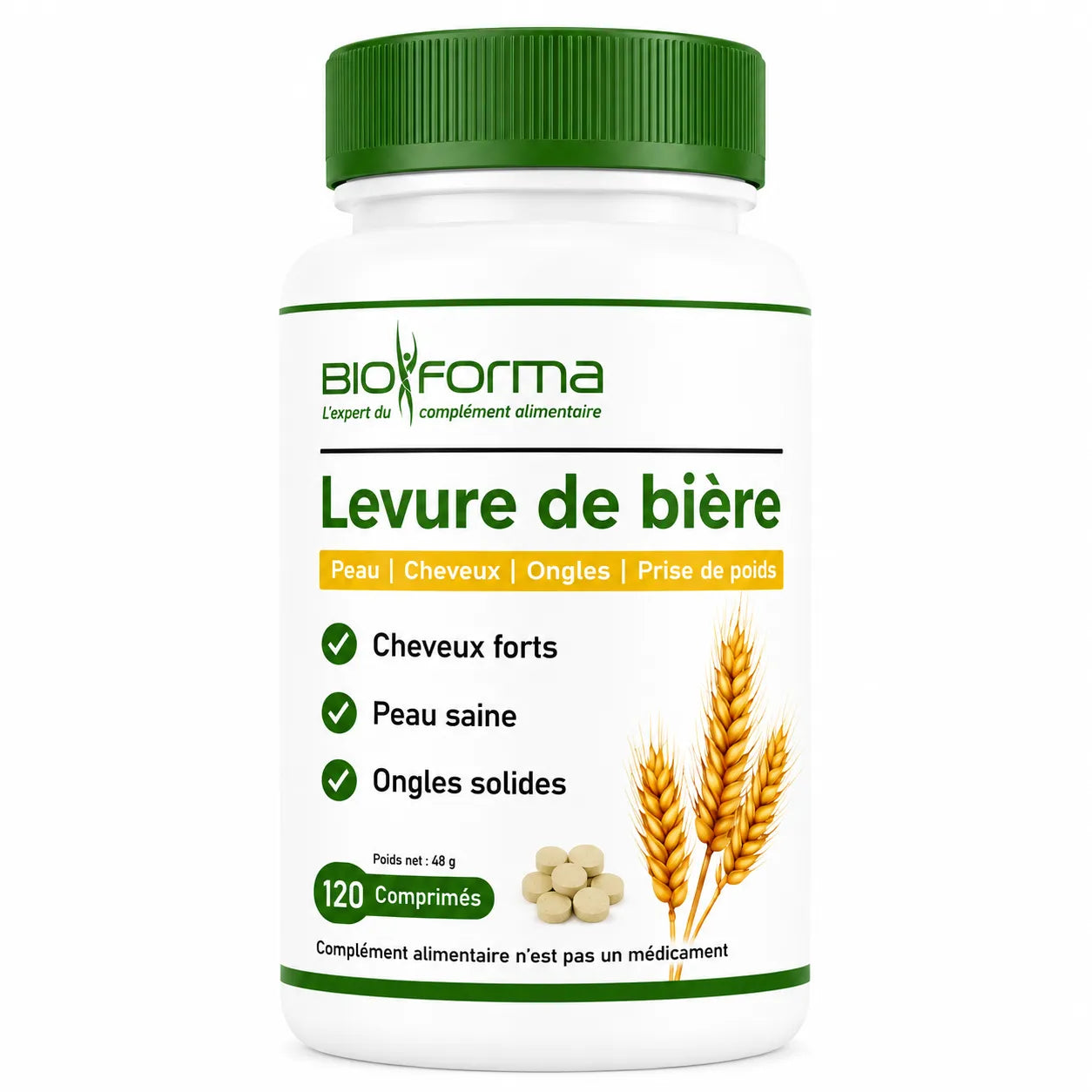 Bioforma levure de bière 120 comprimés pour cheveux, peau et ongles